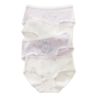 儿童内裤女童三角纯棉短裤花边