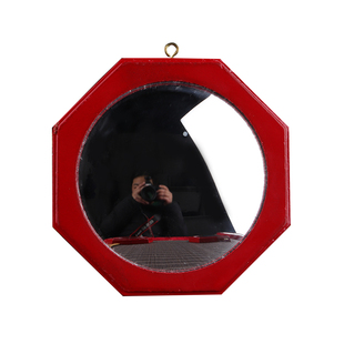 桃木八卦镜大小号凸镜凹镜红边背面青龙白虎朱雀玄武家居公司悬挂