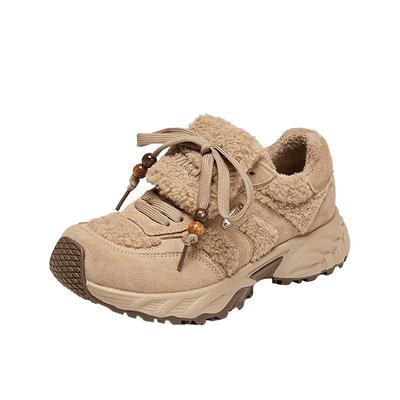 思加图毛毛鞋加绒保暖增高休闲鞋