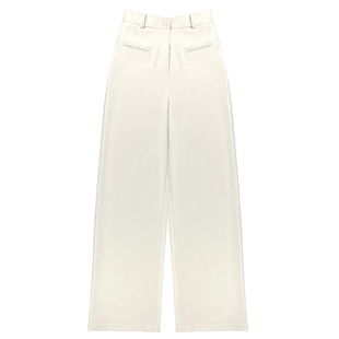 白色灯芯绒阔腿裤女2025秋冬季加绒加厚高腰垂感休闲直筒西装裤子