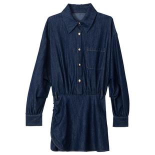 KEIKO 都市风绣花薄款牛仔连衣裙早春美式复古显瘦包臀连身短裙