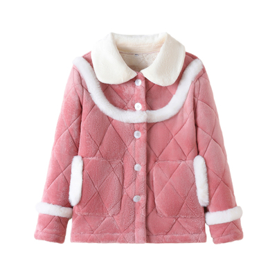 中老年妈妈冬季睡衣加绒加厚套装