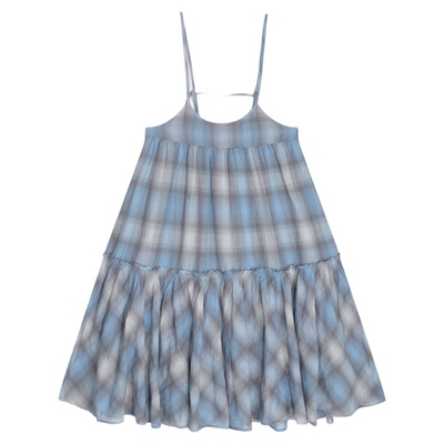 niko and ...连衣裙女2025夏季新款小清新叠穿格纹吊带裙290213