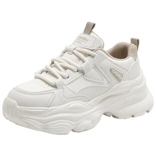 大东老爹鞋2025年冬季新款女鞋厚底高跟系带圆头色彩拼贴002767