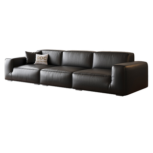 政府补贴DDC大黑牛真皮沙发客厅意式极简黑色豆腐块直排牛皮沙发