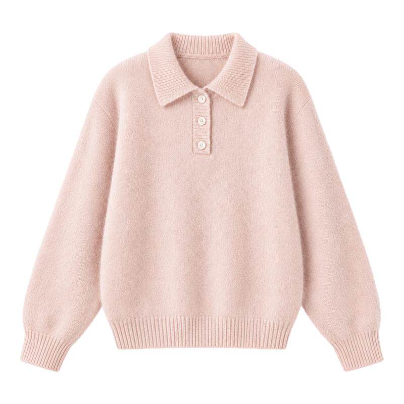 秋冬POLO领宽松显瘦针织衫女