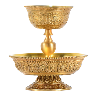 护杯法杯 铜鎏金浮雕八吉祥贡杯净水杯家用圣水杯 财神贡酒杯摆件