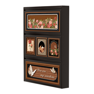 中古风入户超薄鞋柜小窄家用门口玄关收纳柜一体靠墙钢制2026新款