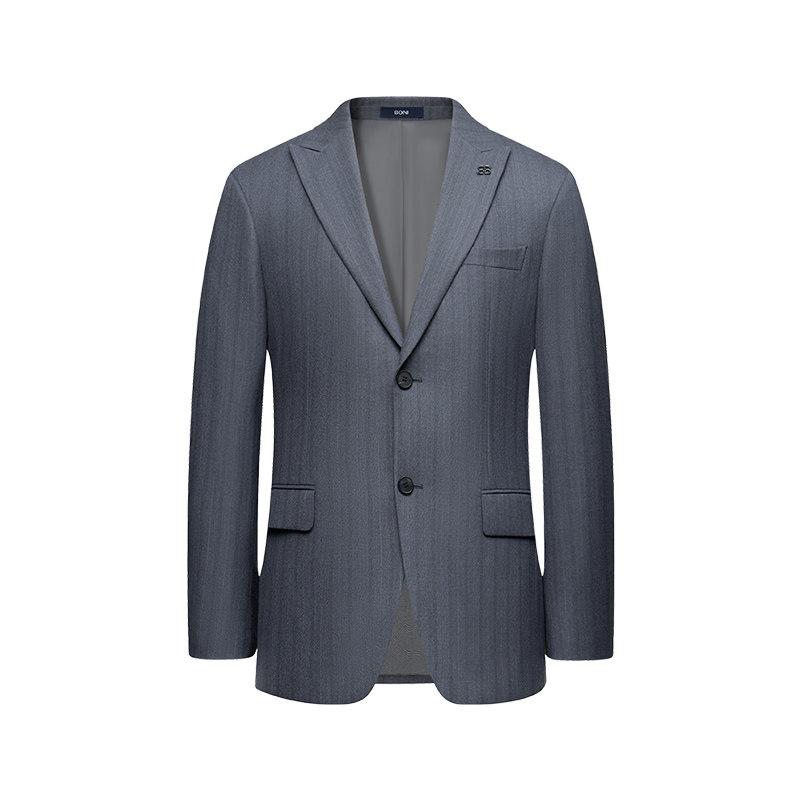 BONI/堡尼秋冬新品商务西服套装绵羊毛西装条纹西裤套西AS583151A
