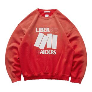现货 LIBERAIDERS COMPOSITION CREWNECK 水洗做旧破坏圆领卫衣