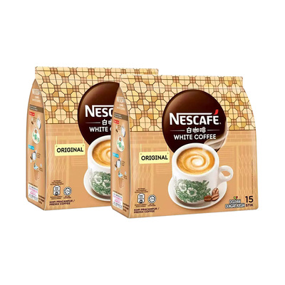 Nestle雀巢马来西亚丝绒原味白咖啡提神速溶咖啡三合一15条*33g袋