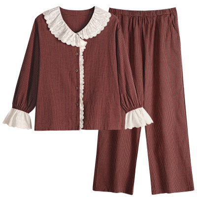 红色结婚新婚睡衣梭织纯棉套装