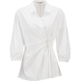 Laurel劳芮春爆款淡人褶皱设计薄款气质新疆棉衬衫女LWL335C10200