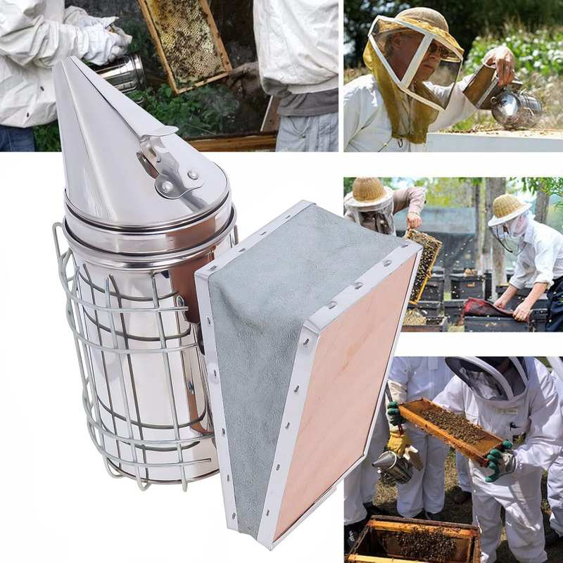 养蜂工具套餐不锈钢挂钩喷烟器加半红J型猪尾起刮刀蜂巢工具