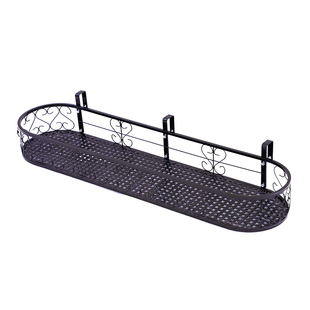 椭圆形阳台花架挂式护栏挂架花盆架铁艺圆边栏杆悬挂多肉绿萝花篮