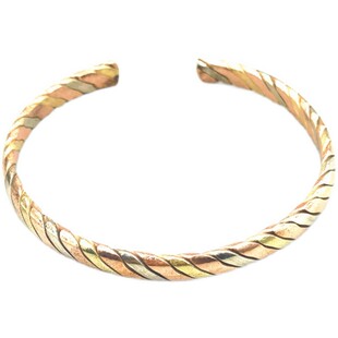 保真尼泊尔纯手工三色铜手镯纯铜不掉色男女情侣首饰品手环开口式