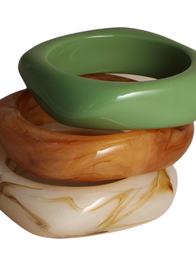 不规则树脂手镯女小众设计亚克力中古饰品高级感宽镯子时髦配饰