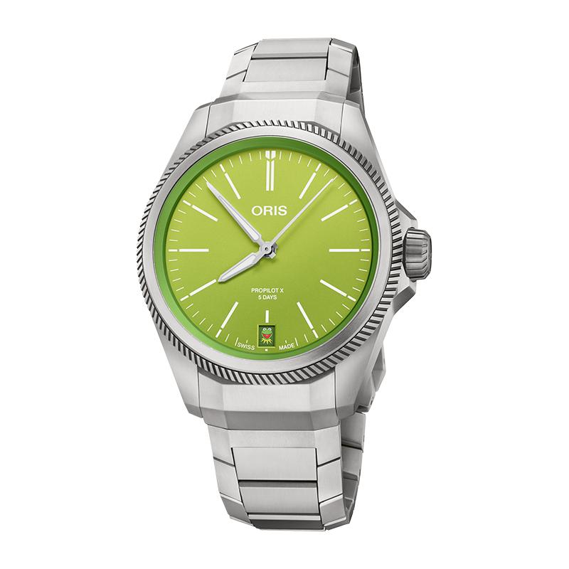 【十年质保】oris豪利时kermit钛合金腕表PPX联名版5日链手表39mm