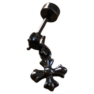 亚比黑色十字架耳骨钉吊坠耳饰暗黑系医用钛钢耳钉耳饰洗睡免摘