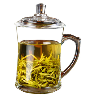加厚耐热玻璃杯带把茶杯水杯带盖泡茶杯礼品喝水杯子家用男士盖杯