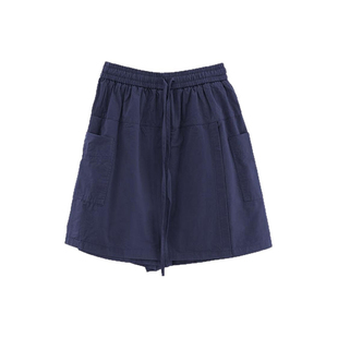 五分短款工装裙裤女夏薄款小个子大码胖mm藏青色a字运动山本裤裙