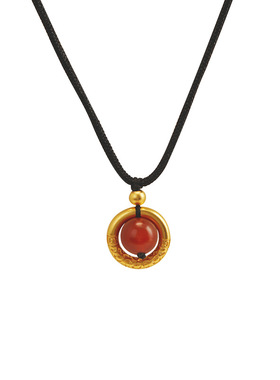 相思豆平安扣项链女轻奢感乾坤圈吊坠闺蜜新中式编织绳颈链潮