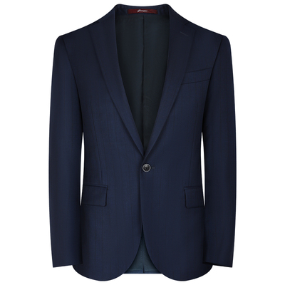 乔治白春秋男士羊毛西服一粒扣平驳领修身上衣后中开衩