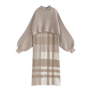 日本直邮日潮 GRL cropped top X 格子图案连衣裙针织套装 kz200