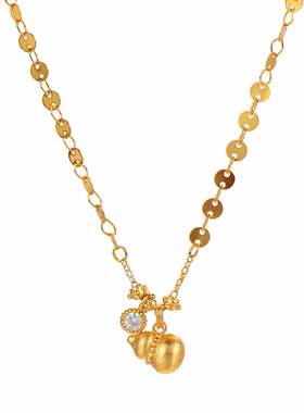 新中式古法沙金葫芦项链女