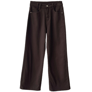 清仓特价高腰显瘦加绒牛仔裤女秋冬裤子宽松直筒磨毛薄绒阔腿裤冬