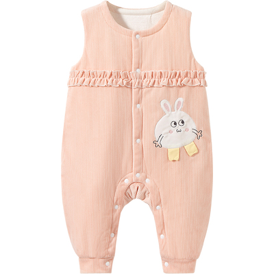 春秋冬夹棉宝宝背带连体裤