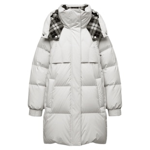 印象草原新款连帽羽绒服女中长款加厚美洲雁绒保暖外套长袖冬季