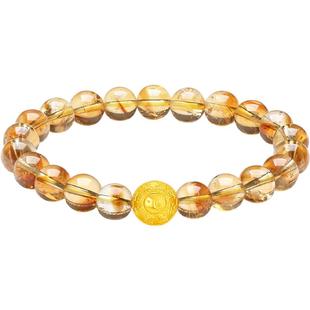 周六福黄金手串3d硬金定价九华山联名福珠黄水晶好运连连新年礼物