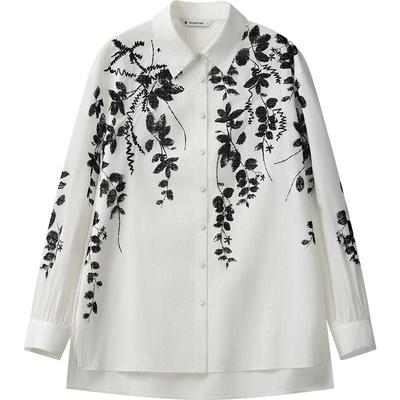 【新中式】播商场同款印花衬衫女24春夏国风淡人上衣BDR3CD3289