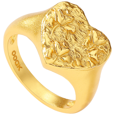 ooak微浮雕玫瑰爱心戒指小众首饰