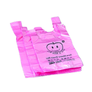 粉红色笑脸手提式塑料袋超市购物袋礼品包装袋蔬果食品方便袋批发