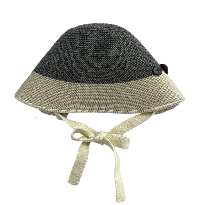 秋冬撞色针织渔夫帽女保暖显脸小