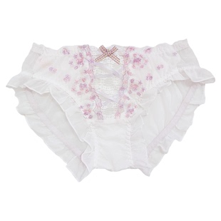 25元包邮 花朵刺绣甜美纯欲木耳花边网纱透视清纯女内裤低腰包臀