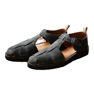 SHOESILO HANS布雷克真皮时尚百搭凉鞋橄榄绿军绿色