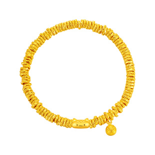 水贝黄金官方旗舰店足金999猫咪吞金兽盘缠手串手链送女朋友礼物