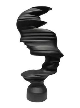 创意抽象黑白双向人脸雕塑摆件