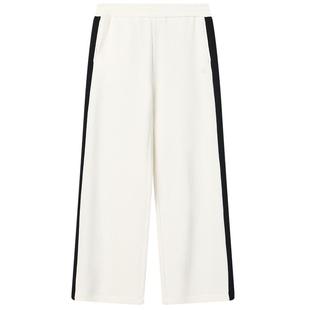 FILA 斐乐官方女士针织长裤2026春季新款拼色休闲舒适宽版直筒裤