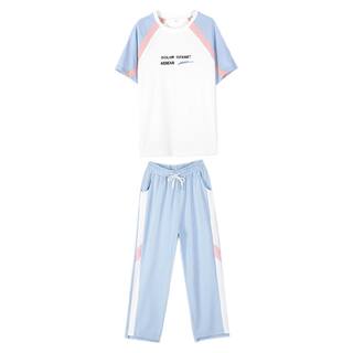 初中生运动套装七分裤T恤短袖班服2026夏季两件套少女高中生韩版