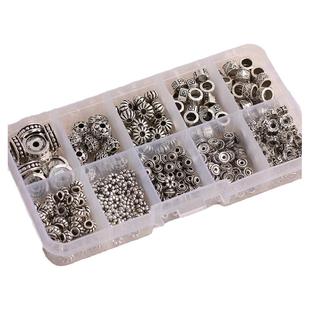 制作手链项链diy材料手工饰品配件藏银圆珠花托管子隔珠混装1盒