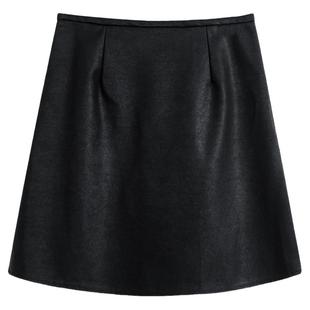 黑色皮短裙大码百搭简约A字裙高腰显瘦咖色半身裙韩版pu遮肚裙子