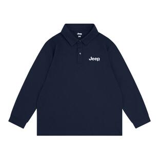 Jeep吉普童装男童长袖POLO衫春秋新款儿童白色T恤秋装青少年上衣