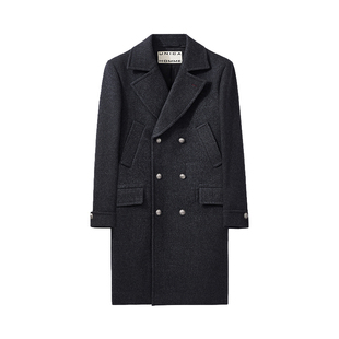 UNICA HOMME/复古摩登海军大衣_韩国进口羊毛呢格纹Pea Coat