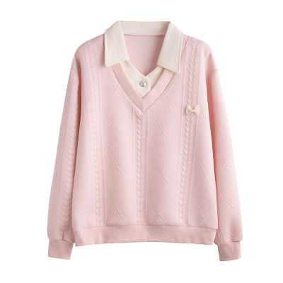 秋冬季2025新款蝴蝶结撞色卫衣女