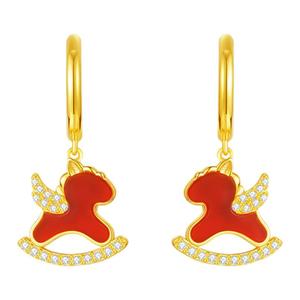 周大生红运小马耳环925纯银