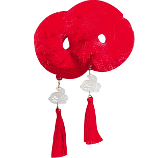 儿童新年发饰过年毛绒头绳女童红色头花喜庆发圈女孩春节拜年头饰